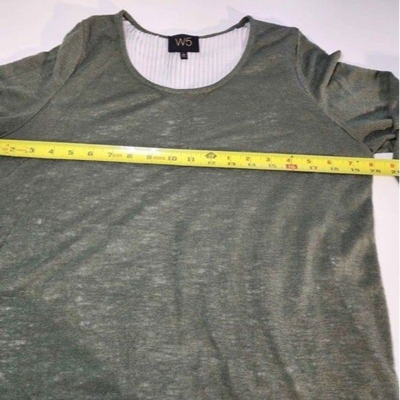 Womens Large Open Back Lace Up Top Green Sweater White Pleated Shirt - Picture 5 of 5